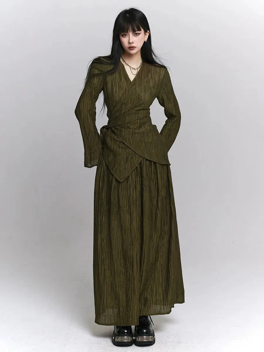 Loose   Long Waist Skirt Top Retro Dark