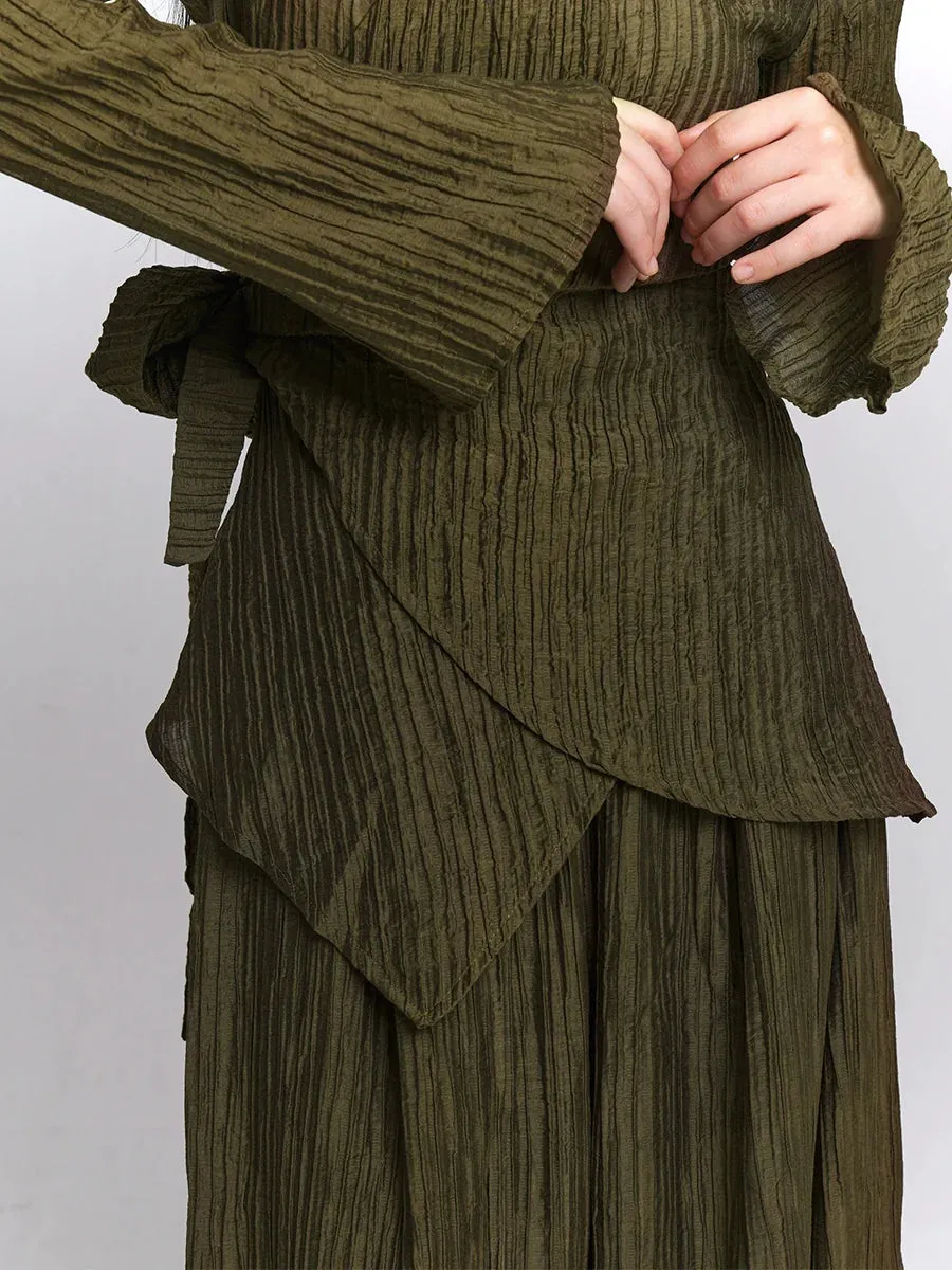 Loose   Long Waist Skirt Top Retro Dark