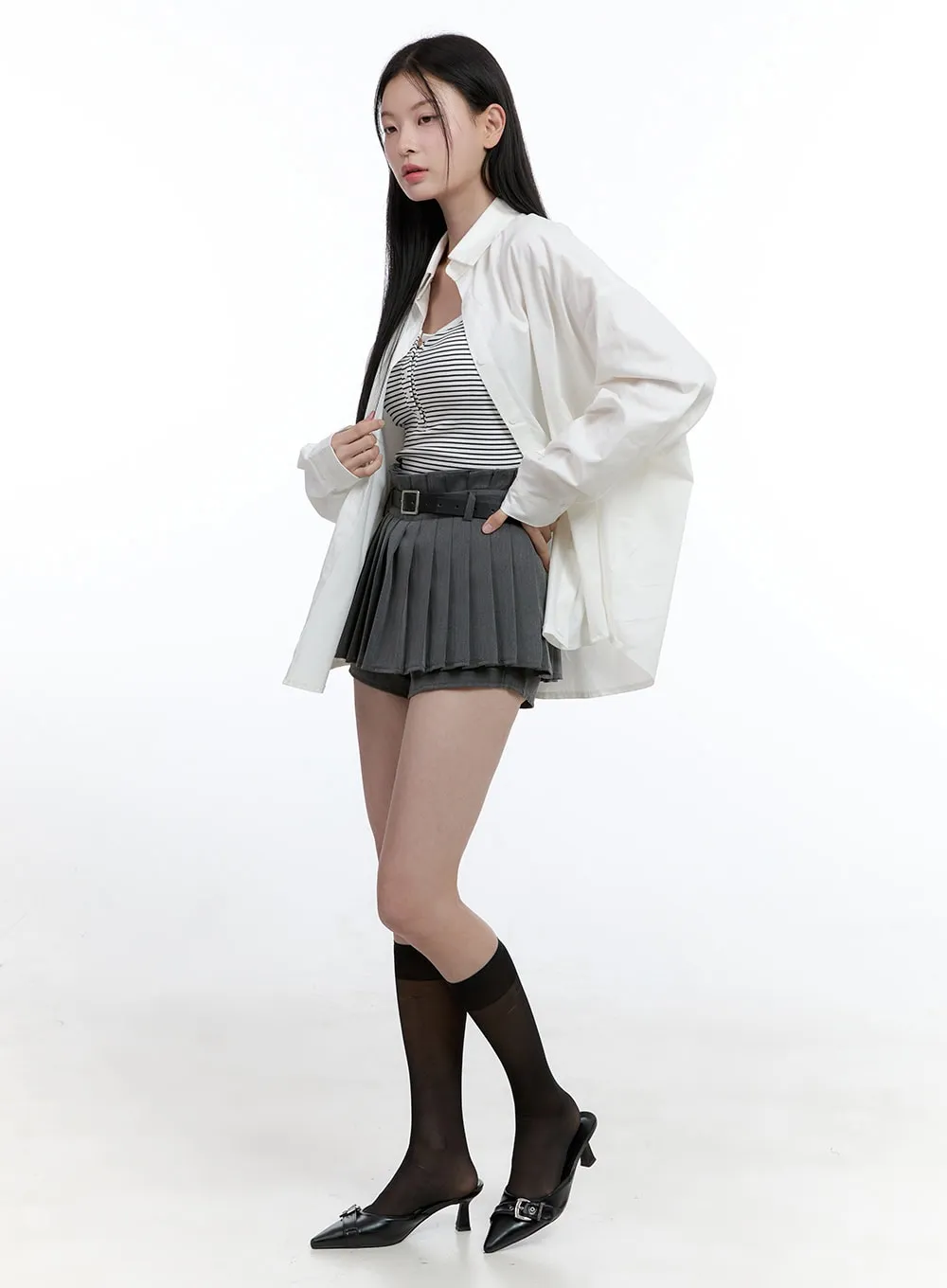 Mini Pleated Skirt with Belt OO429