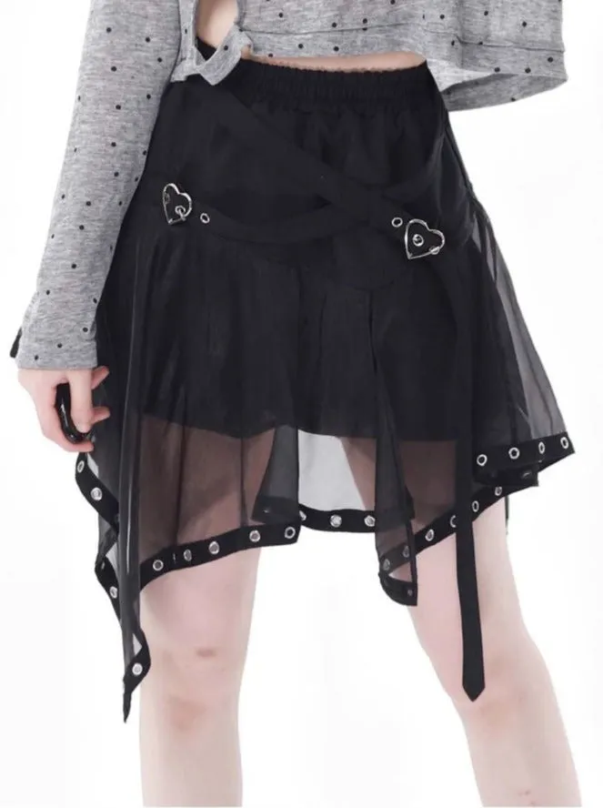 Print Summer Short Skirt Irregular Pullover Punk Hyde Tulle Butterfly   Knit