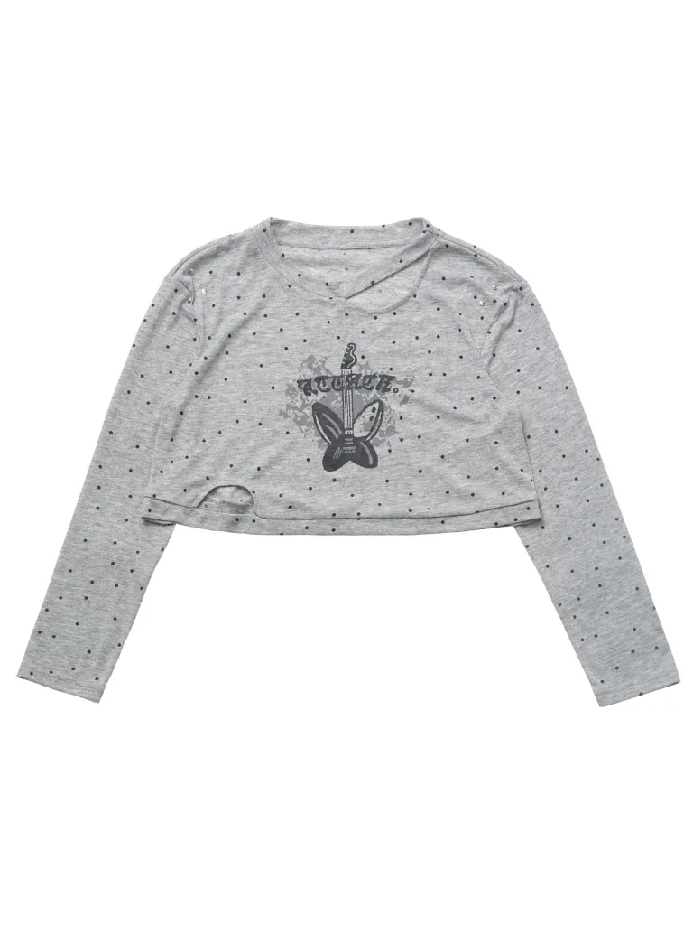 Print Summer Short Skirt Irregular Pullover Punk Hyde Tulle Butterfly   Knit