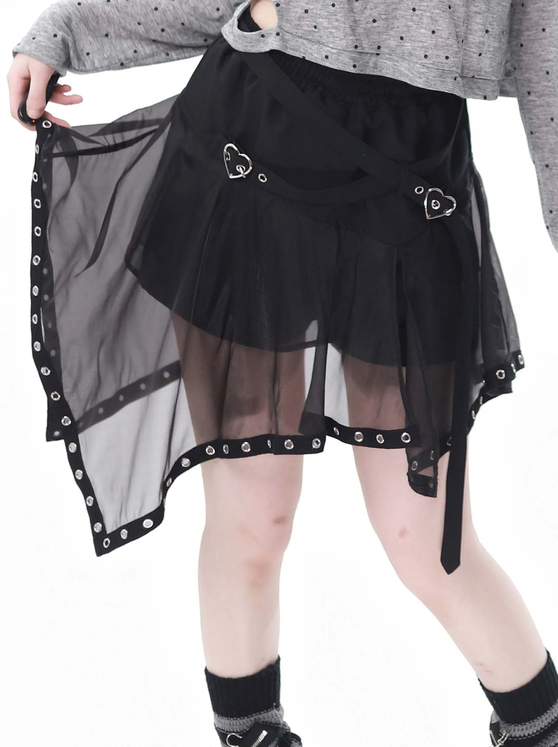 Print Summer Short Skirt Irregular Pullover Punk Hyde Tulle Butterfly   Knit