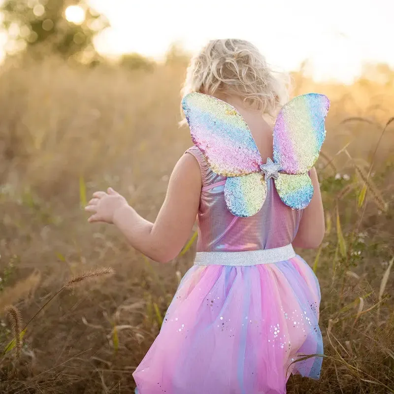 RAINBOW SEQUINS SKIRT, WINGS & WAND