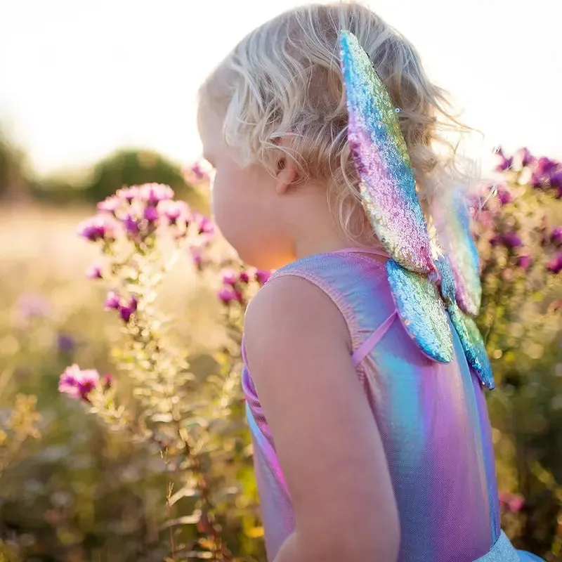 RAINBOW SEQUINS SKIRT, WINGS & WAND