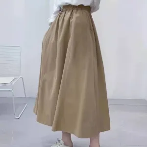 Spring mid-length cotton skirt