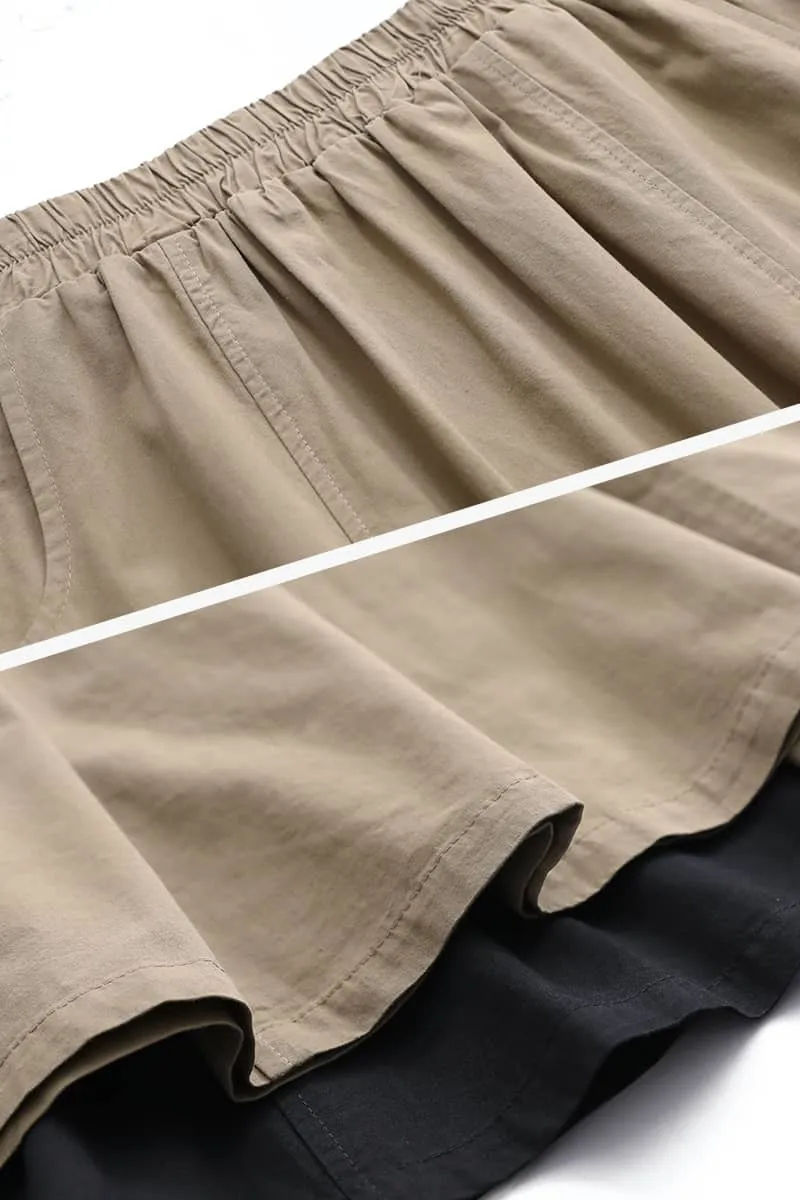 Spring mid-length cotton skirt