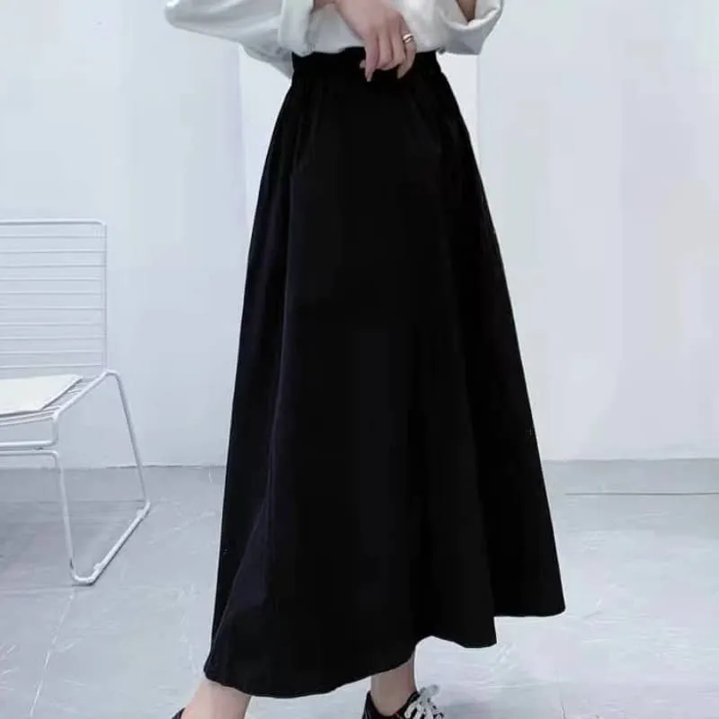 Spring mid-length cotton skirt