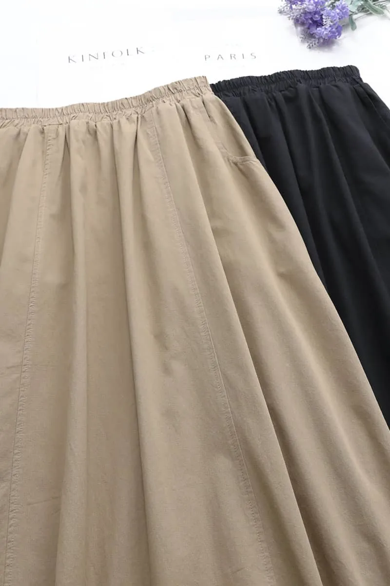 Spring mid-length cotton skirt