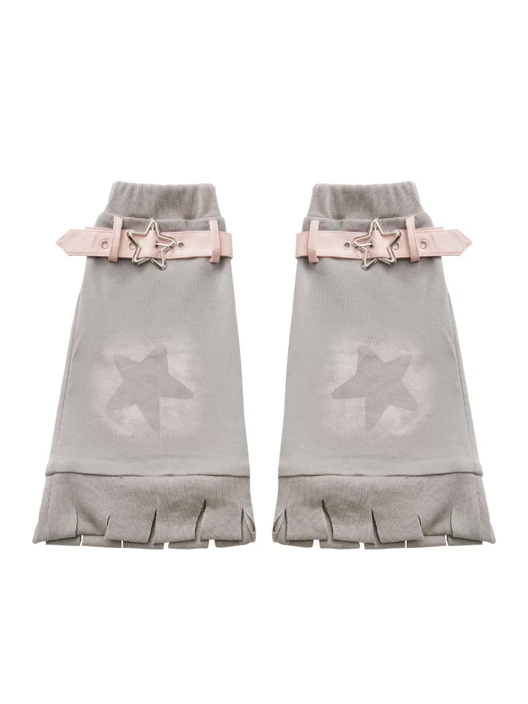 Star American Print Loose Zip Hoodie   Irregular Skirt   Leg Warmers