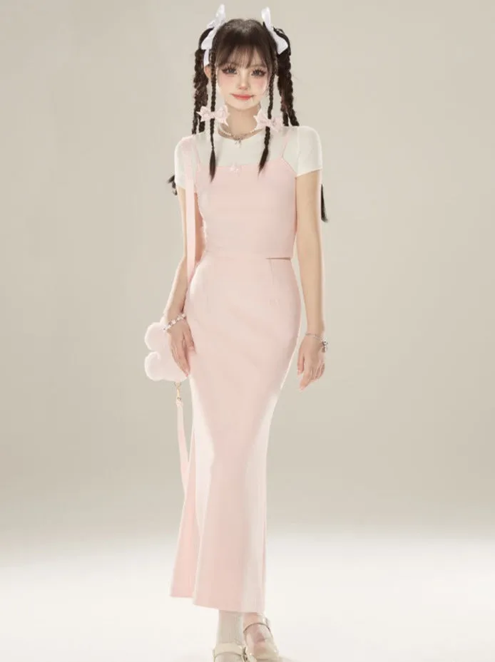 Sweet Camisole Baby   Skirt Long Pink