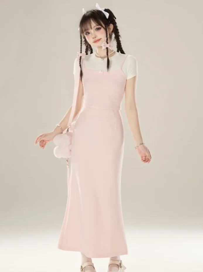 Sweet Camisole Baby   Skirt Long Pink