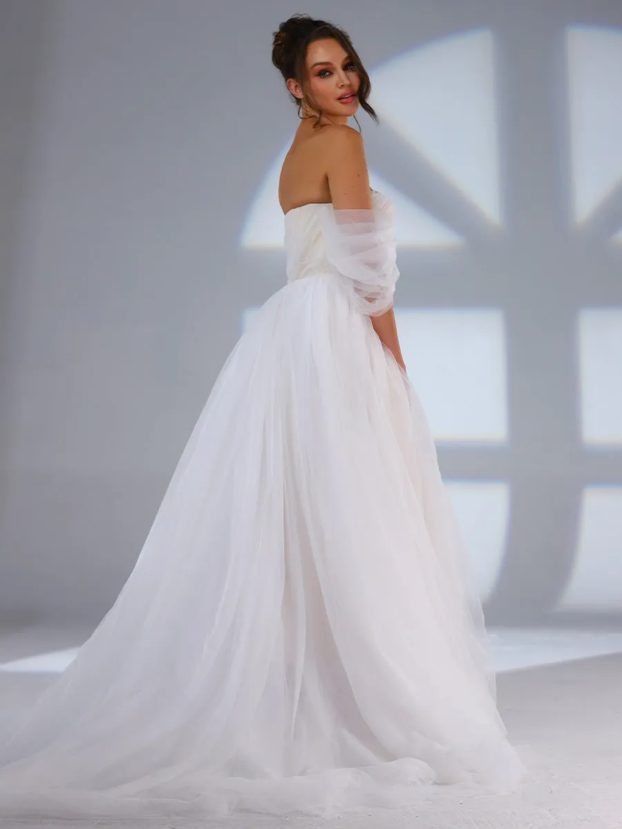 Tulle Ball Gown Wedding Dress A Line Country Off The Shoulder
