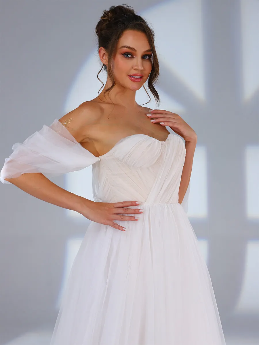 Tulle Ball Gown Wedding Dress A Line Country Off The Shoulder