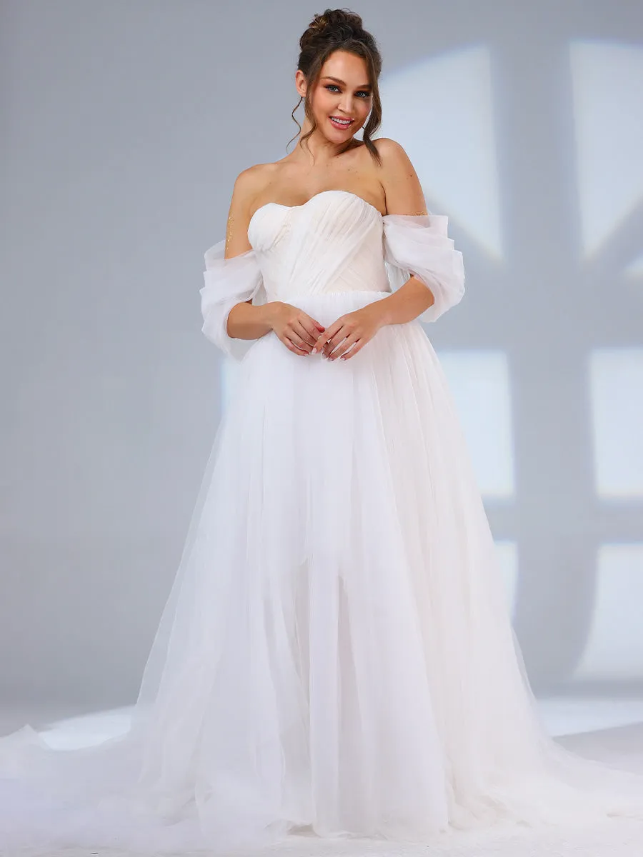 Tulle Ball Gown Wedding Dress A Line Country Off The Shoulder