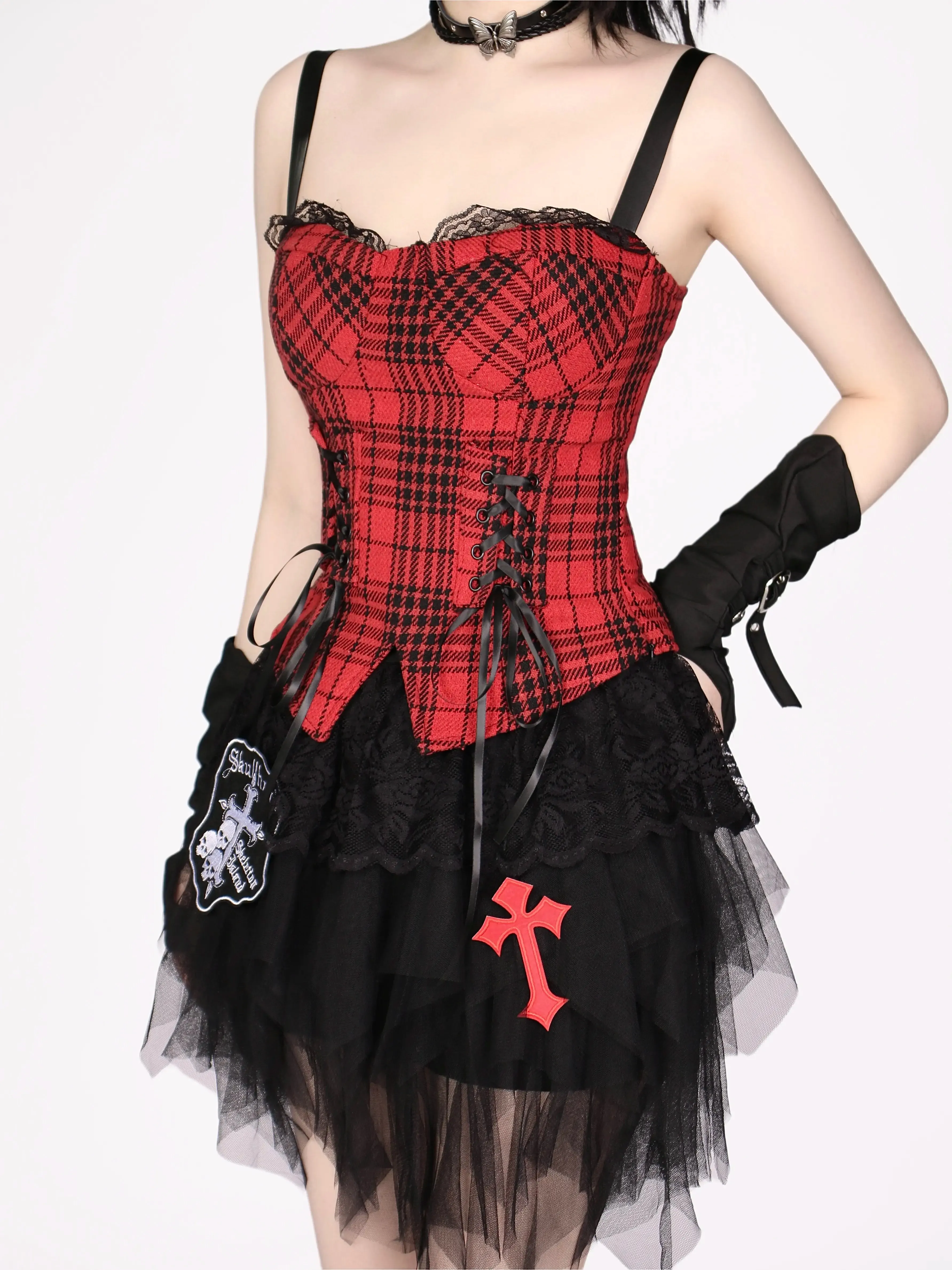 Tulle Girl Cake Skirt Rock Gothic Red   Camisole