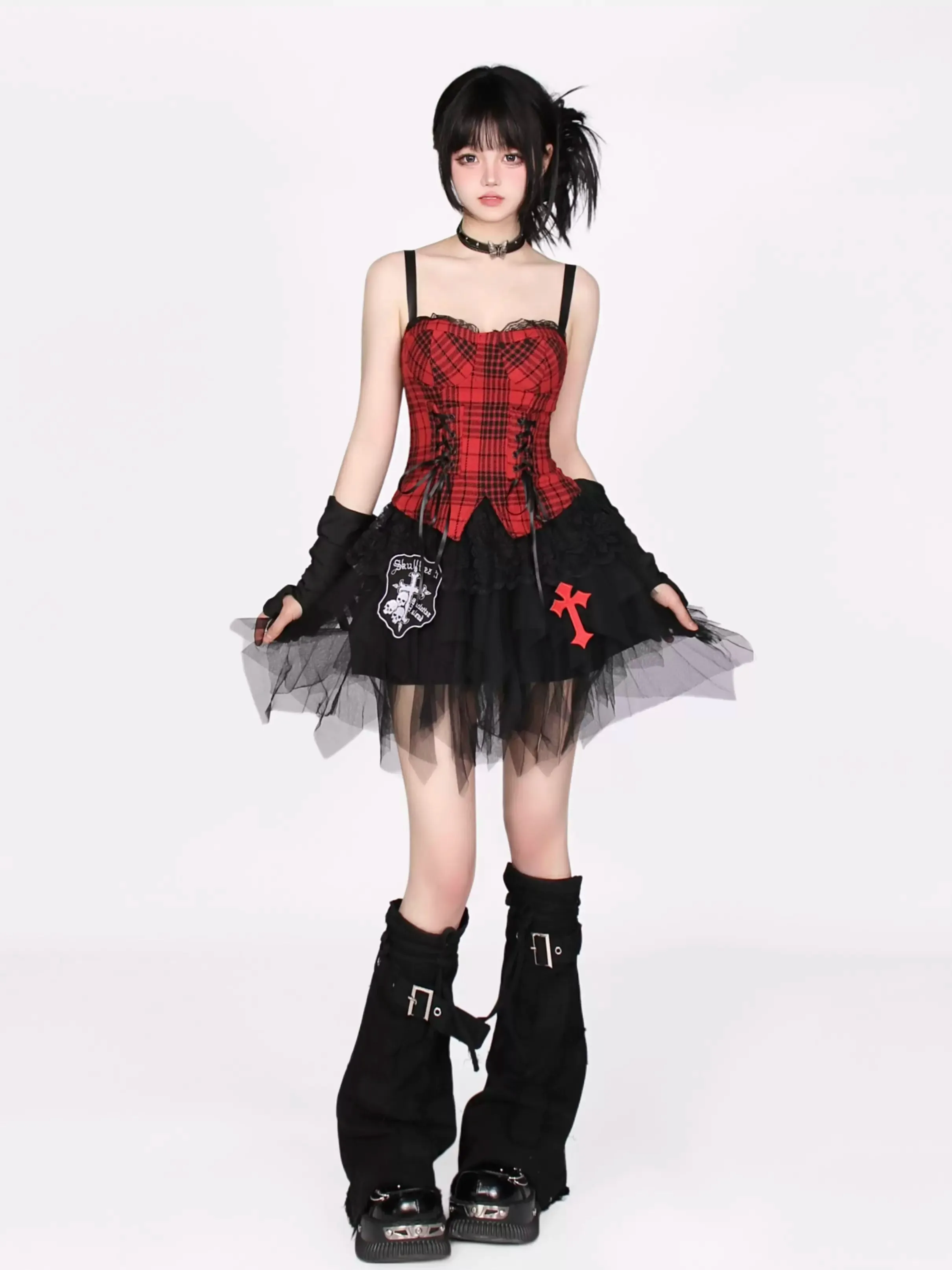 Tulle Girl Cake Skirt Rock Gothic Red   Camisole