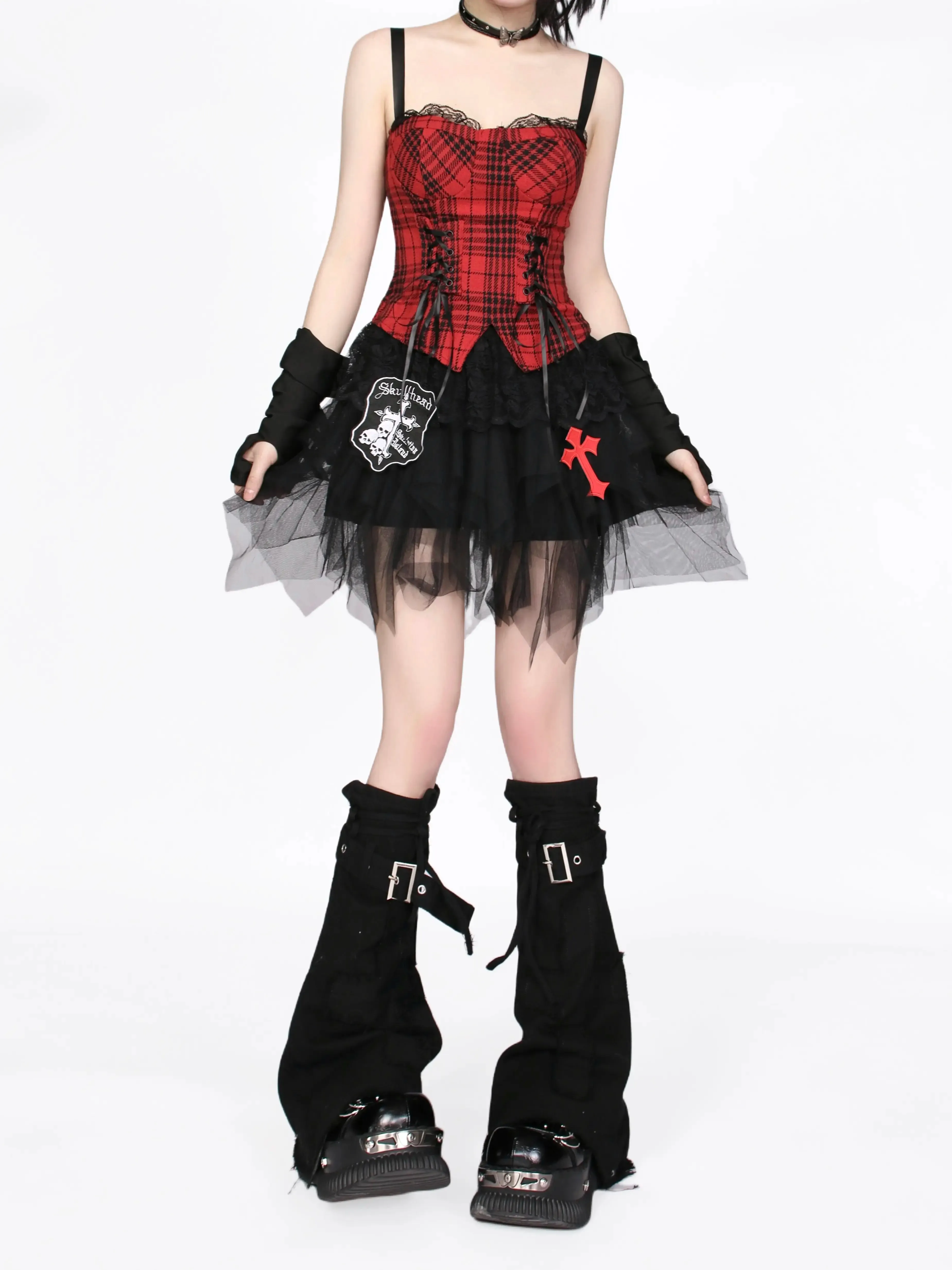 Tulle Girl Cake Skirt Rock Gothic Red   Camisole
