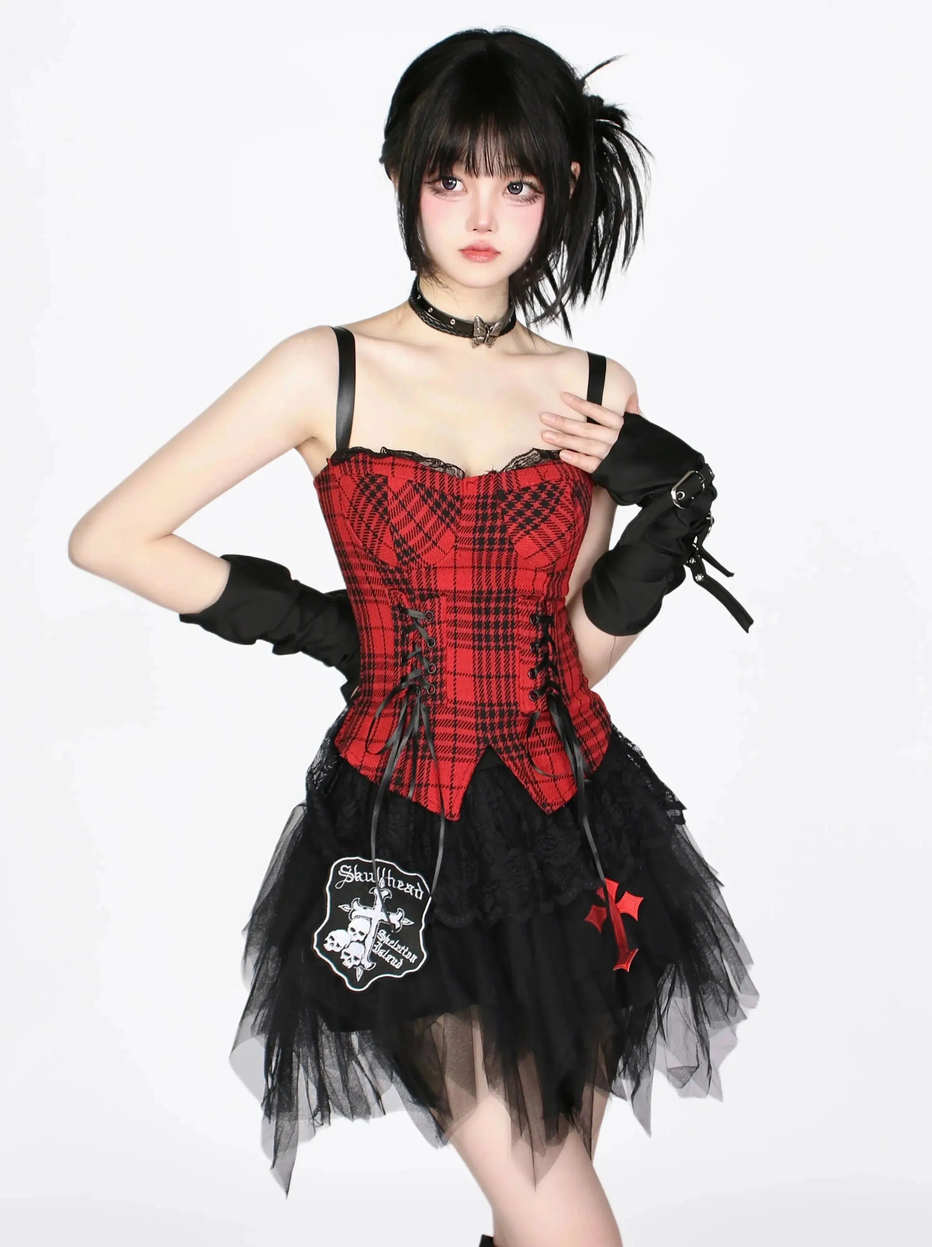 Tulle Girl Cake Skirt Rock Gothic Red   Camisole